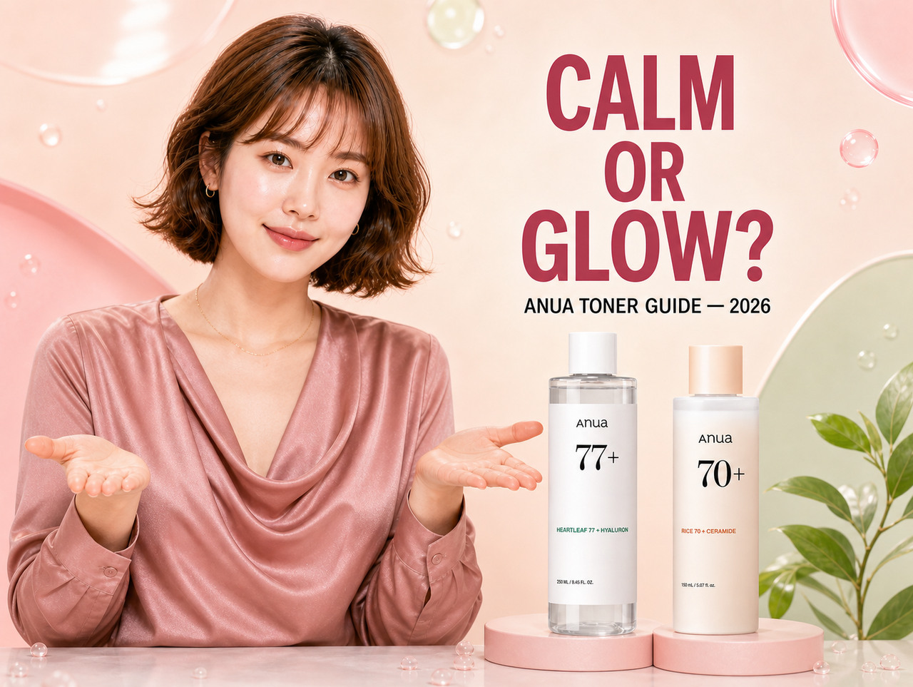 Miso compares Anua Heartleaf 77 and Rice 70 Glow Milky Toners for calm or glow-focused routines in 2026.